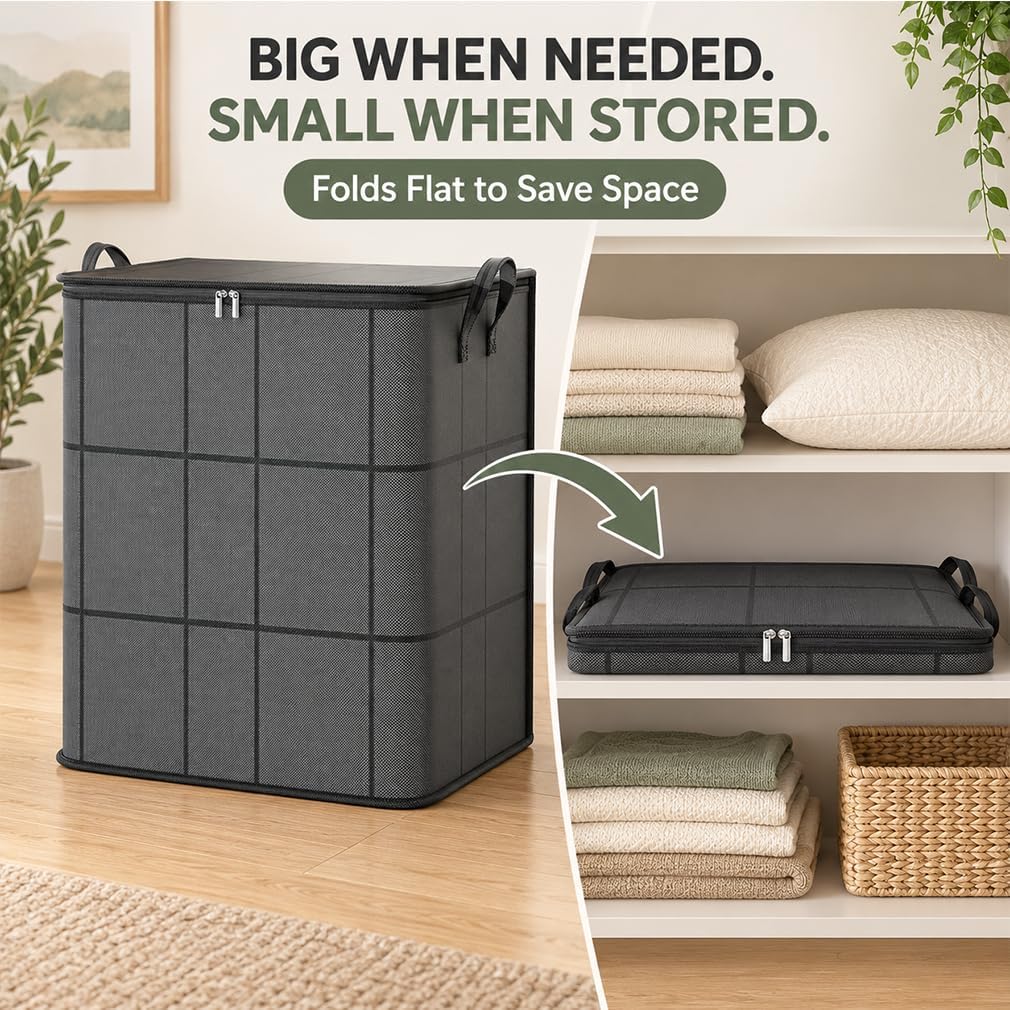 220L XXL Foldable Storage Bag with Reinforced Handles, Upgraded Heavy-Duty Design with Reinforced Seams & Zipper, Portable Moving Storage Bags for Bedding, Clothes & Quilts，XXL: 23.6x19.7x27.6 in：3