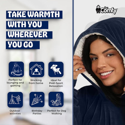 THE COMFY Original | From Shark Tank | Patented | Oversized Sherpa Wearable Blanket Hoodie| Gift for Women & Men | One Size