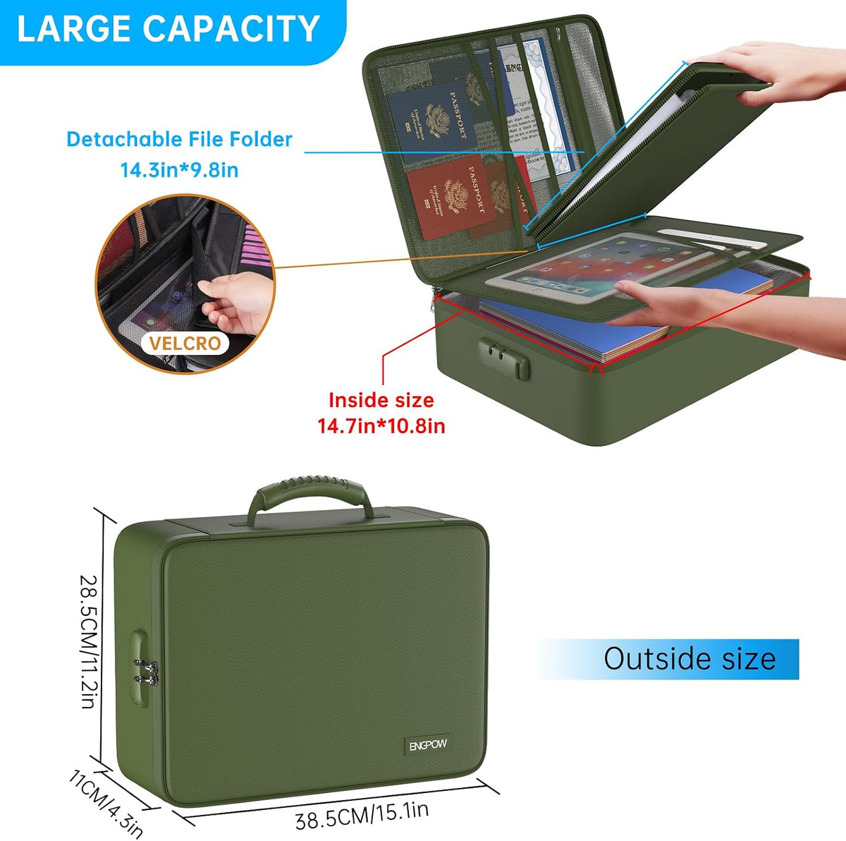 ENGPOW Fireproof File Organizer Bag with 13 Pockets Accordion File Folder