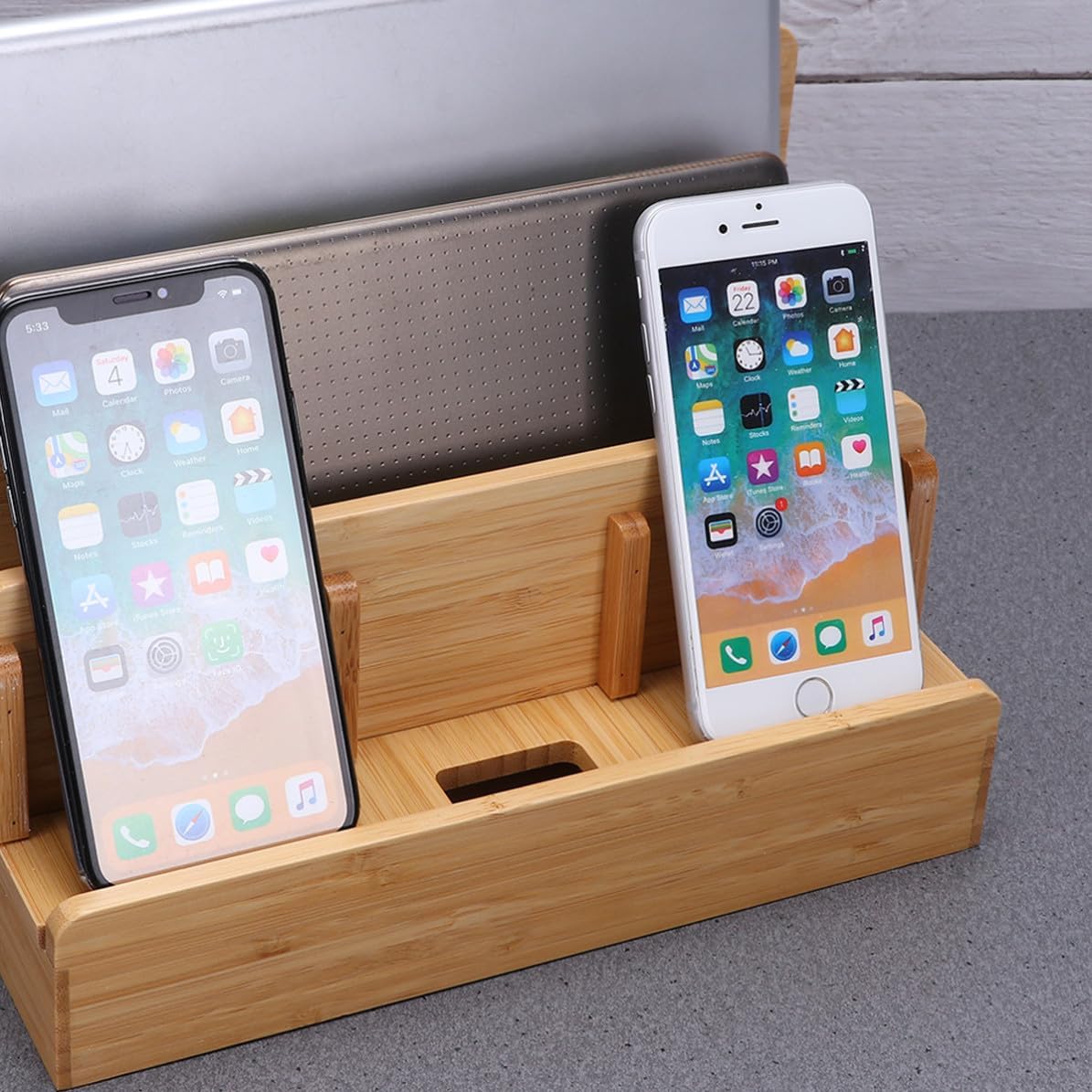 Zerodeko Bamboo Charging Station Docking Organizer Holder Xmas