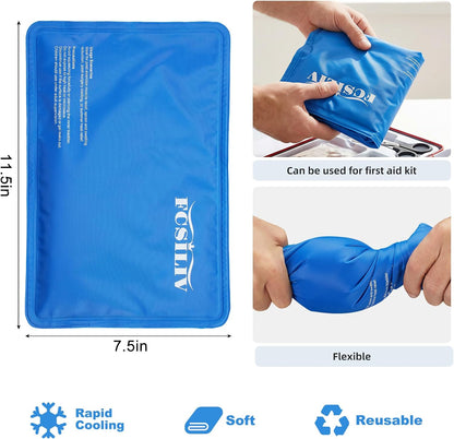 Reusable Ice Packs for Injuries - Flexible Ice Pack for Injuries - Gel Cold Pack Stays Soft When Frozen for Shoulder, Knee, Ankle, Back Pain Relief, Swelling & Bruises - 7.5"x11.5"