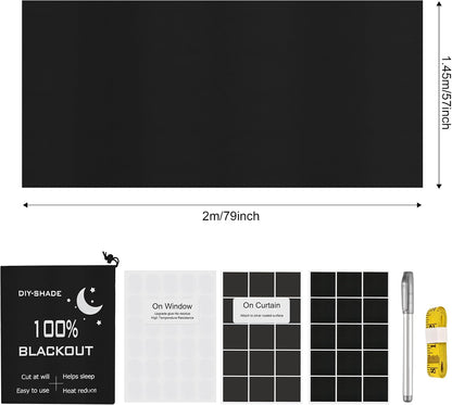 Blackout Window Cover, Upgraded Hook and Loop - Portable Shades No Residue and Longer Lasting, 100% Blackout Blinds for Window 79″ x 57″, Black Out Curtains for Bedroom and Baby Room 2m