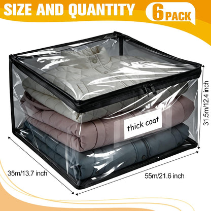 Plastic Storage Bags with Easy-Glide Zipper, Durable Clear Vinyl Zippered Storage Bags for Clothes Sweaters Comforters Blankets Sheets Bedding (15.7 x 13.8 x 3.9 Inch, Transparent White)