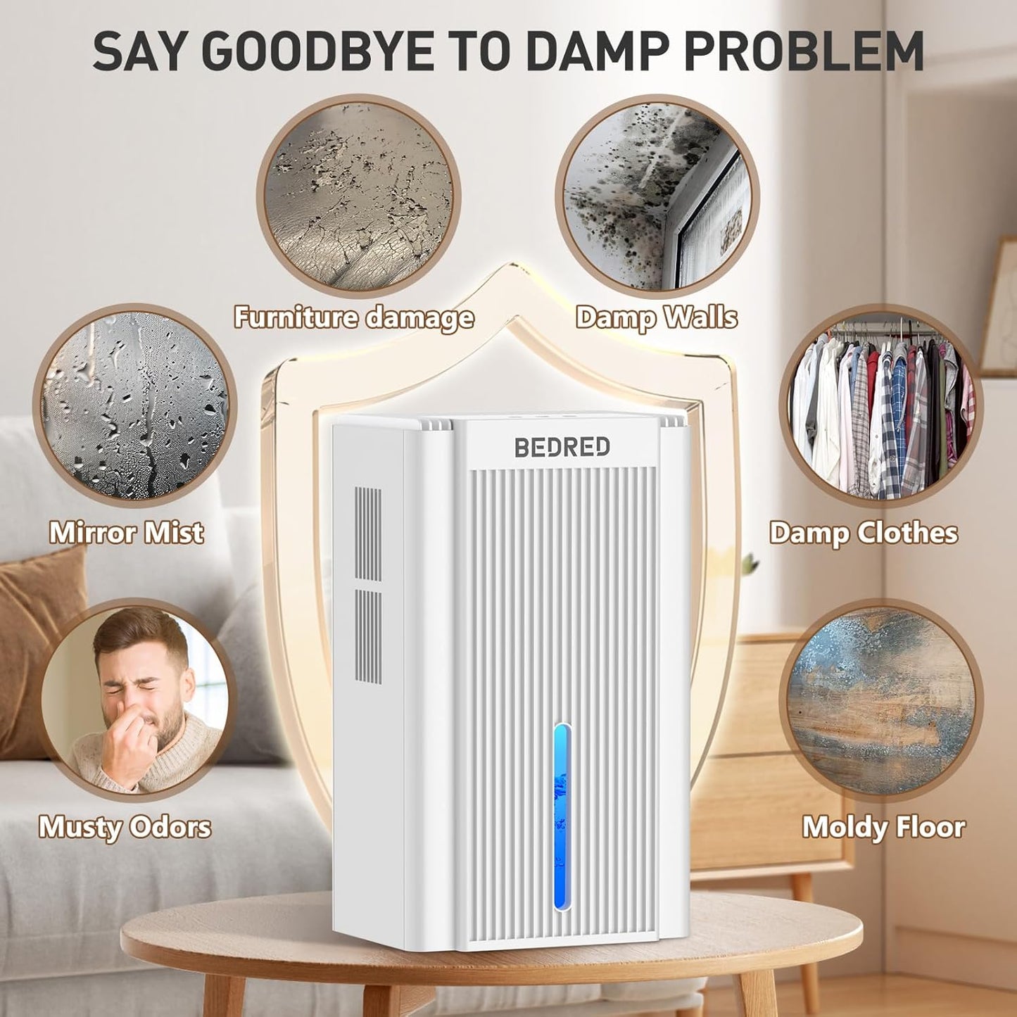 Dehumidifier, 95OZ Dehumidifier for Home 1000 Sq.Ft - Quiet with Auto Shut Off & Relaxing 7 Color Ambient Light,Ideal for Livingroom, Bedroom, Basement(Black)