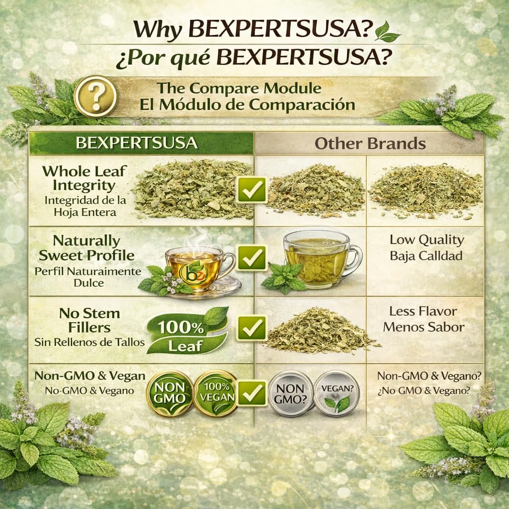 Spearmint Herbal Tea (Hierba, Yerba-Buena) - 4 oz (113g) - Authentic 100% Natural Dried Mentha Spicata Leaves - Caffeine-Free, Vegan & Non-GMO - Premium Loose Leaf - by BEXPERTSUSA