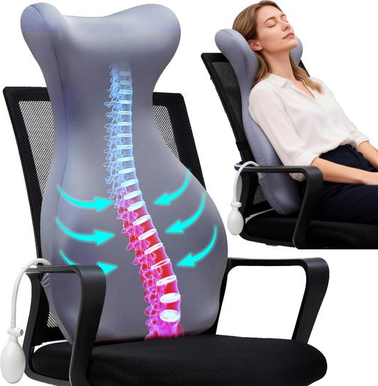 27.7'' Adjustable Airbag Full Back Lumbar Support Pillow, Back Pain Relief