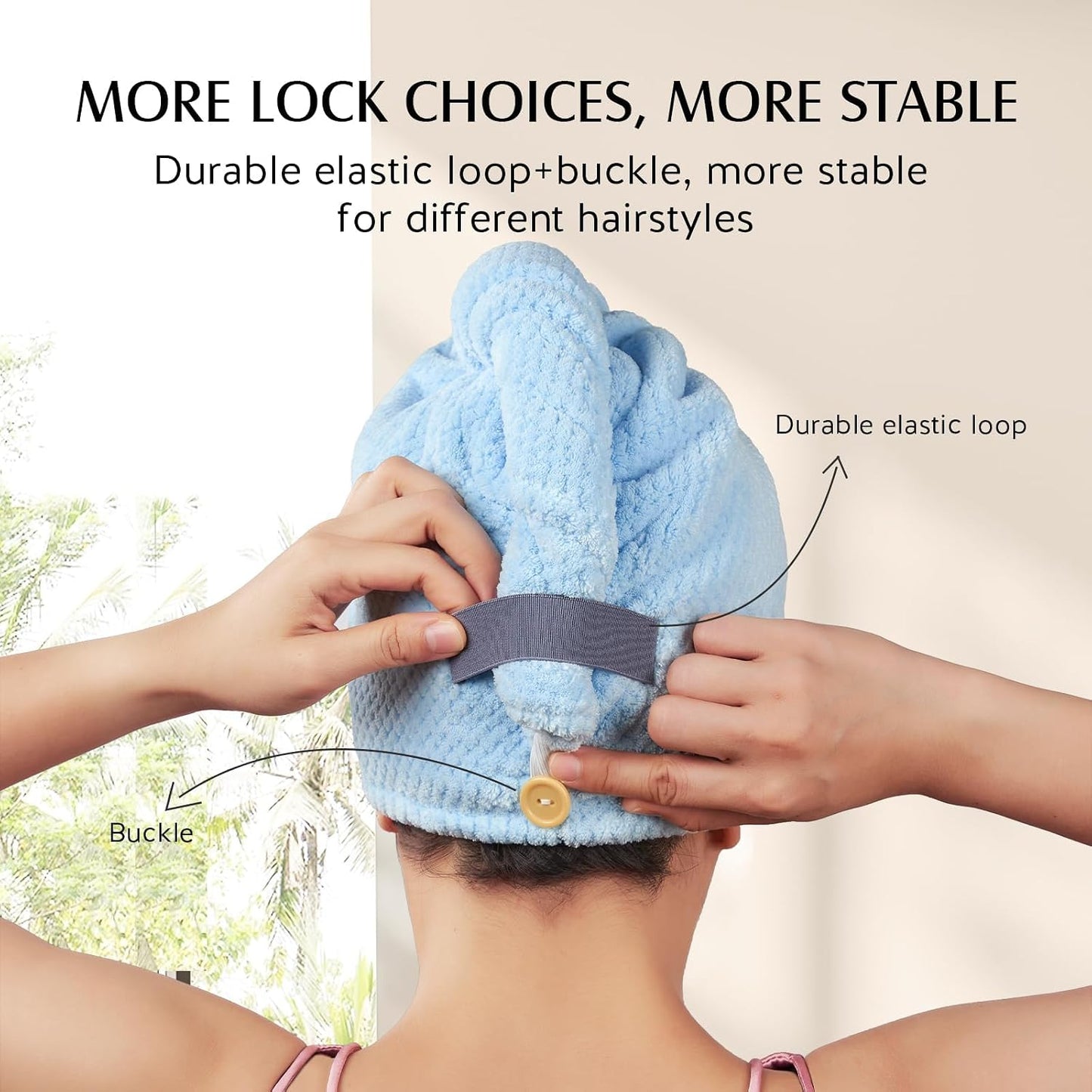 YFONG 3 Pack Large Microfiber Hair Towel Wrap, 30" x 10" Anti Frizz Quick Dry Hair Towels for Women Long, Curly, Thick Hair, Super Absorbent Hair Turban for Wet Hair (Grey, White, Camel)
