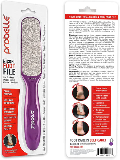 Probelle Double Sided Multidirectional Nickel Foot File Callus Remover - Immediately Reduces calluses and Corns to Powder for Instant Results, Safe Tool (Dark Grey)