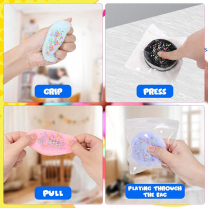3pcs Squishy Textured Stress Balls Silky Soft Memory Gel Squeeze Balls Squishies Fidget Balls for Anxiety Relief Squishy Ball Sensory for Kids/Adults Hand Exercises 1.85inch