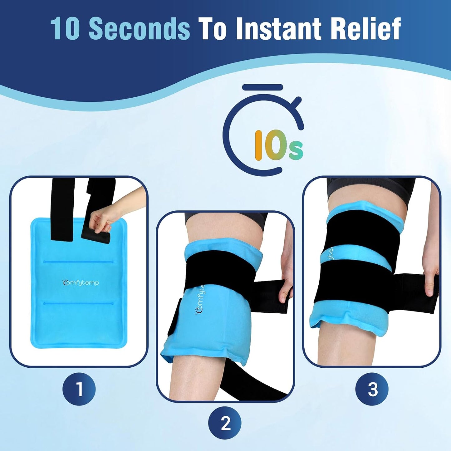Comfytemp Gel Ice Packs for Injuries Reusable, Hot Cold Compress Ice Packs