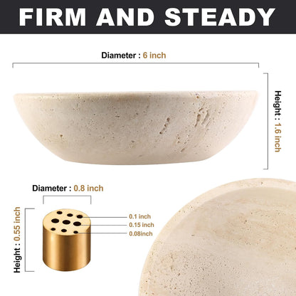 Koville Italian Travertine Incense Holder, 6" Incense Holders for Sticks, Sturdy Incense Burner Ash Catcher, Ideal for Meditation, Relaxing, Easy to Clean