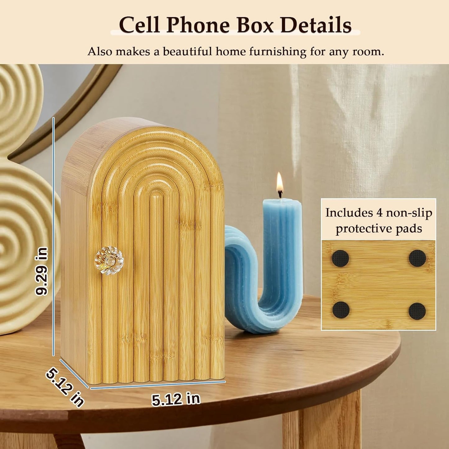 Phone Box for Family Time, Bamboo Cell Phone Jail, White