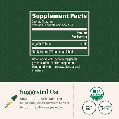 Global Healing Organic Valerian Root Extract Liquid Supplement - Raw Herbal Extract for Healthy Relaxation, Sleep & Calm -Alternative to Valerian Root Capsules for Bioavailability - 2 Fl Oz