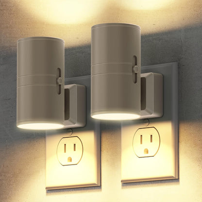Briignite Night Lights Plug into Wall, Modern LED Night Light Plug in, Dusk to Dawn Sensor,Amber Night Light 0-100LM Adjustable Brightness, Dimmable NightLight for Hallway, Bedroom, Stairway, 2 Pack