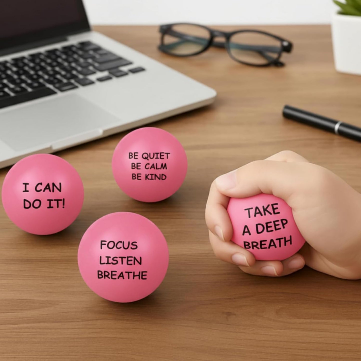 Ceenna 4 Pcs Motivational Balls for Adults Anxiety Relief, Black