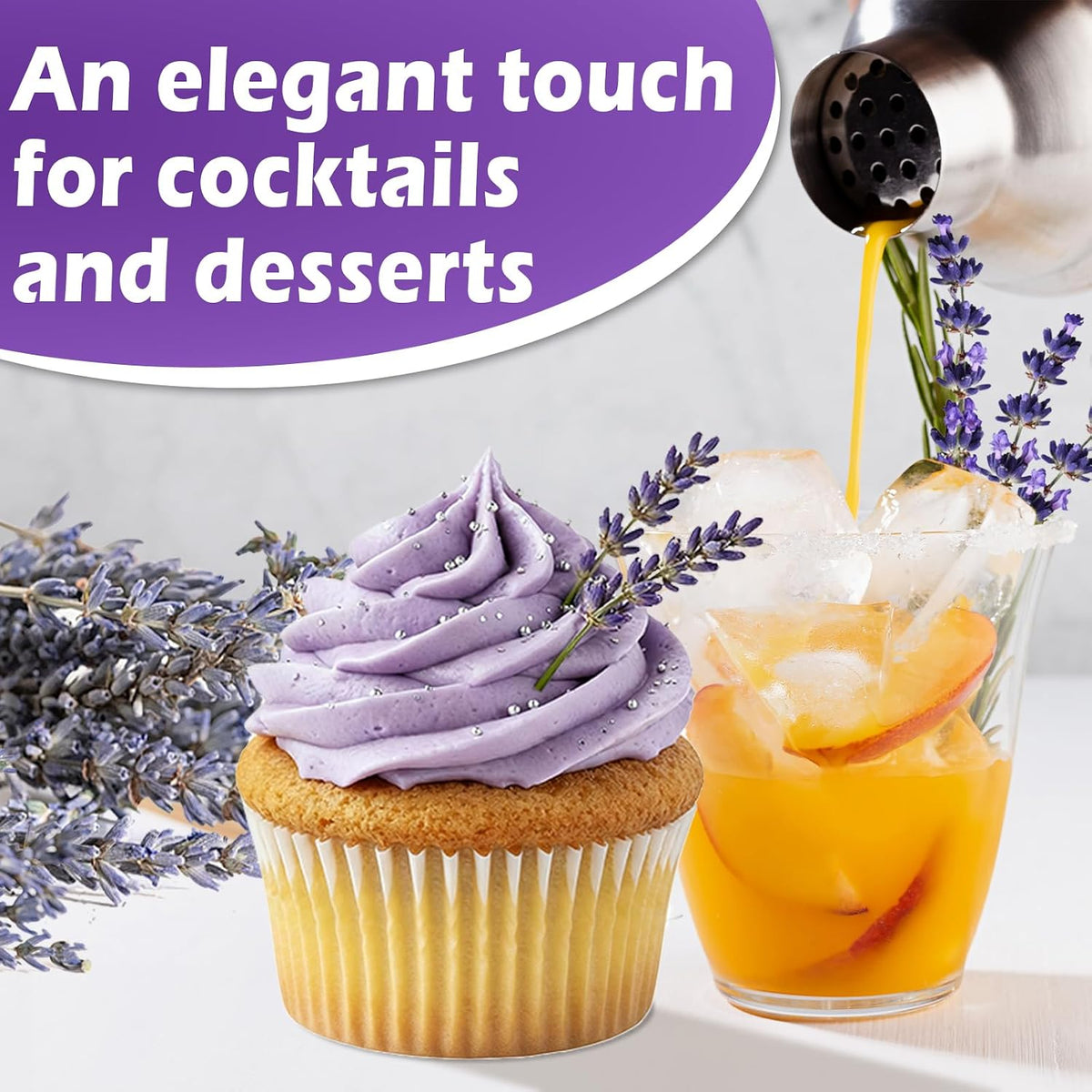 80+ Edible Dried Lavender Sprigs for Cocktail Garnish & Cake Decorating