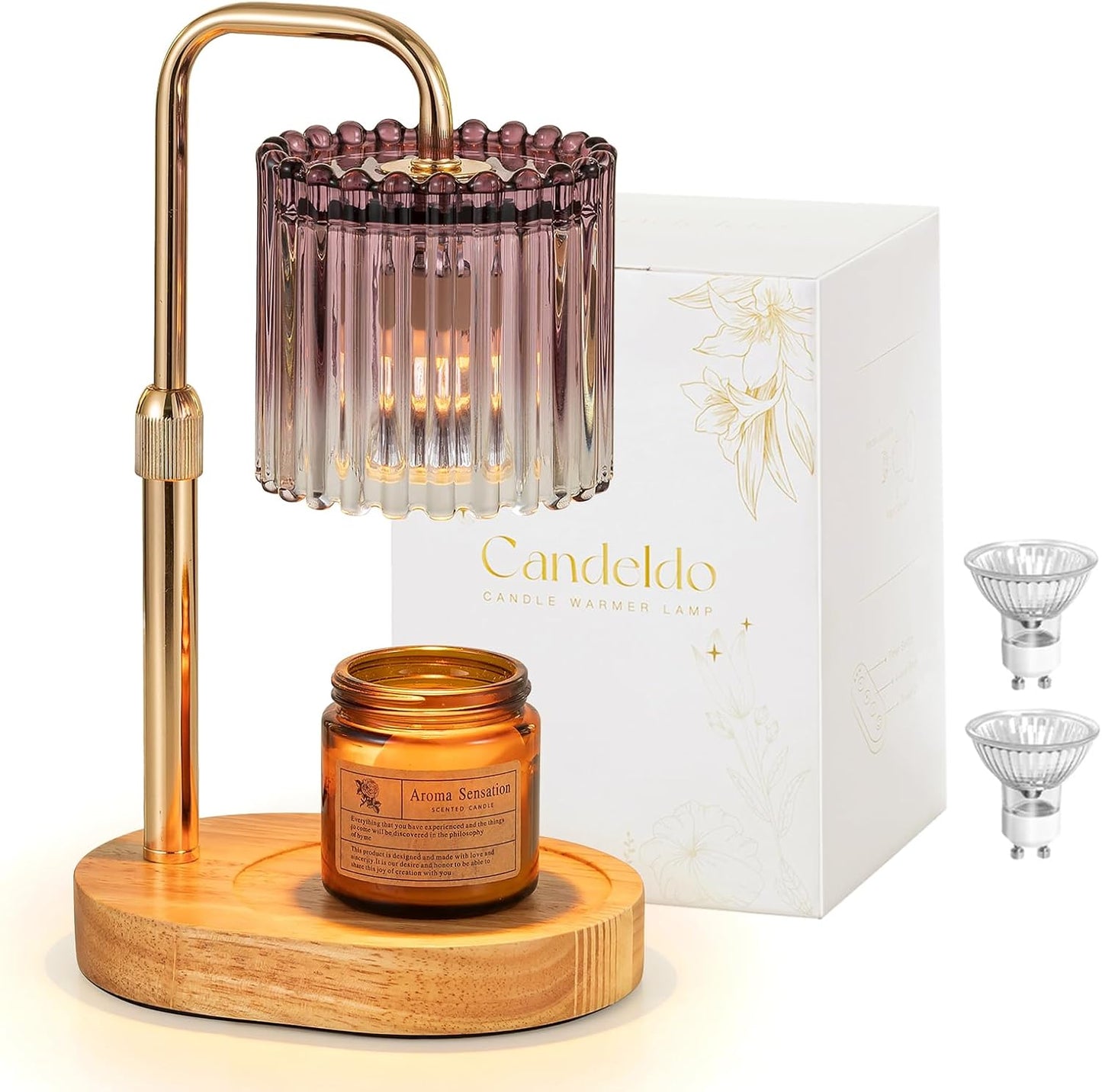 Candeldo Candle Warmer Lamp with Timer: Black Candle Warming Lamp Height Adjustable Wax Melt Warmer Dimmable Modern Farmhouse New Home Bedroom Decor Mothers Day Housewarming Gift for Women