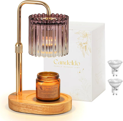 Candeldo Candle Warmer Lamp with Timer: Black Candle Warming Lamp Height Adjustable Wax Melt Warmer Dimmable Modern Farmhouse New Home Bedroom Decor Mothers Day Housewarming Gift for Women