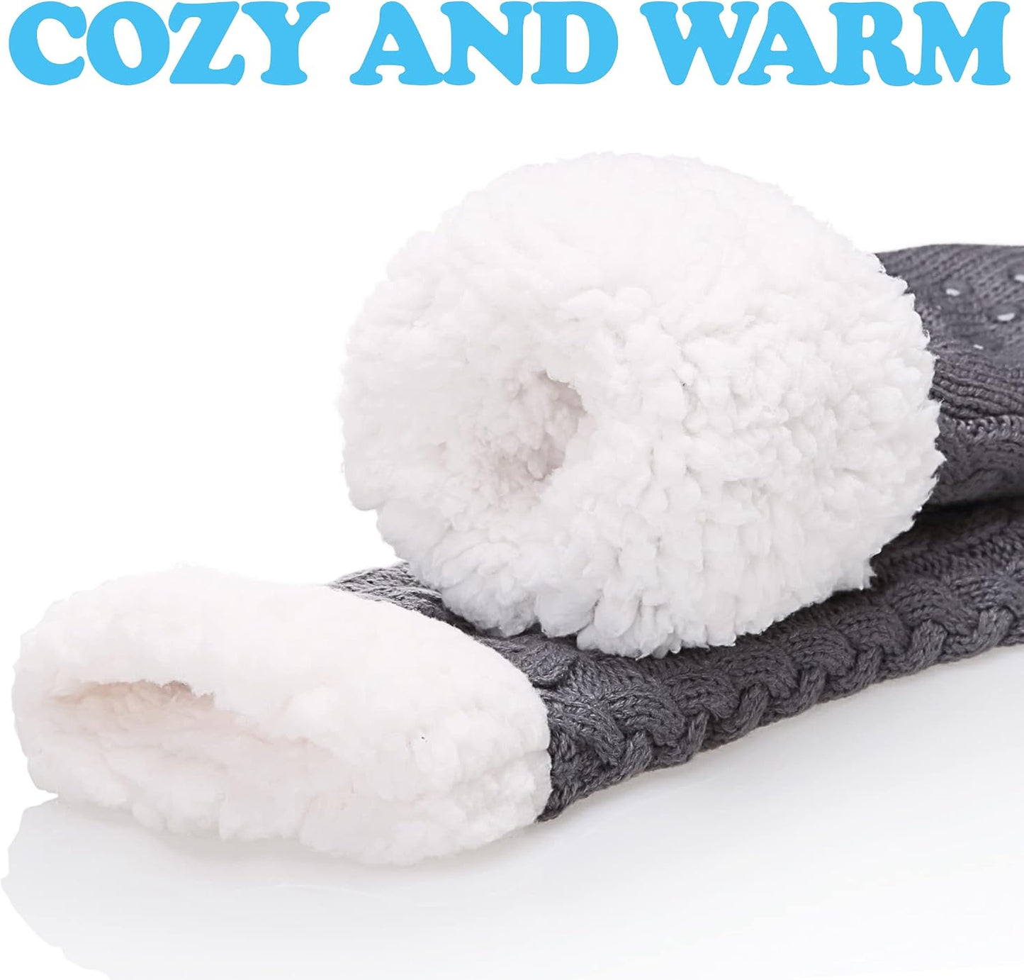 SDBING Women's Winter Super Soft Warm Cozy Fleece Lined Fuzzy Slipper Socks with Grippers