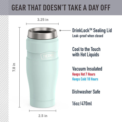 THERMOS Stainless King Vacuum-Insulated Travel Tumbler, 16 Ounce, Matte Steel