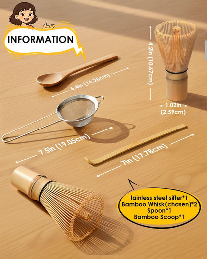 Matcha Whisk - 2-pack Bamboo matcha Whisk set, Handcrafted Traditional Japanese Chasen, 100-Prong Matcha Stirrer Wisk Mixer Brush for Authentic Matcha Tea Preparation