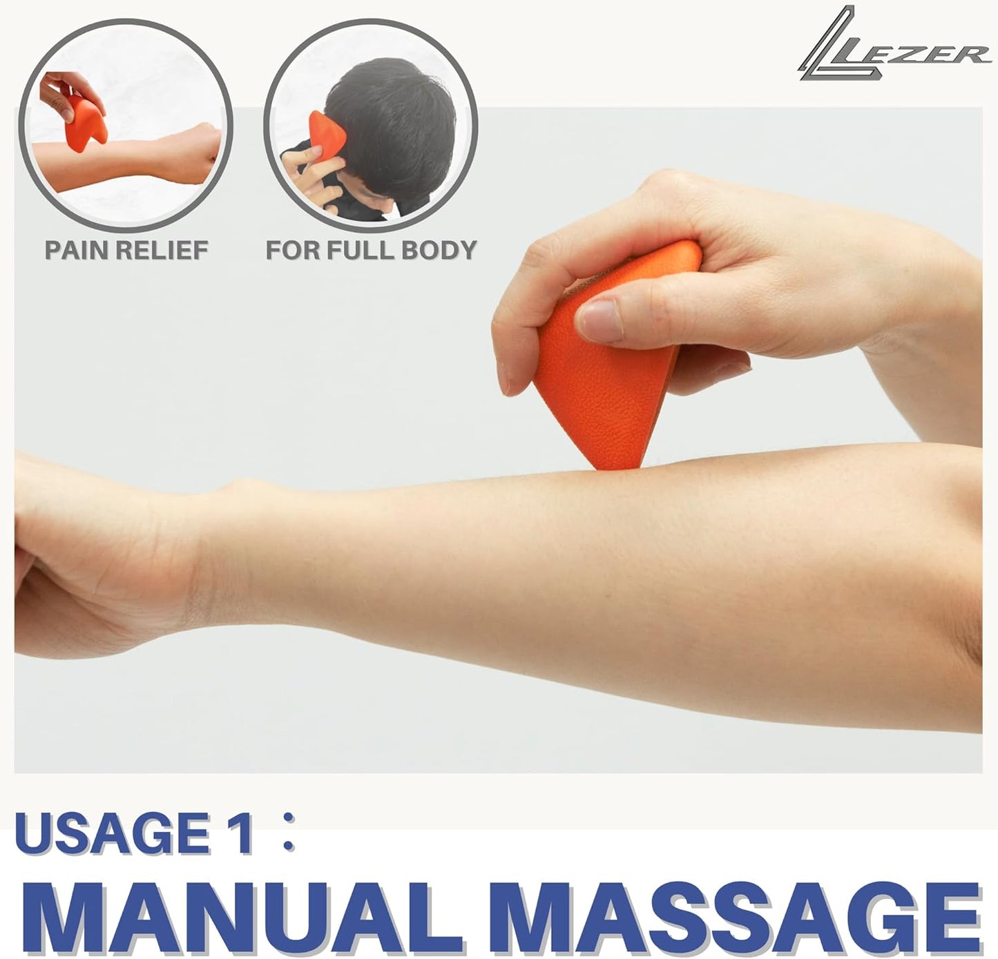 LEZER, Trigger Massage Point, Manual Massage Ball, Muscle Knots Relief Tool, Myofascial Release, Physical Therapy, Plantar Fasciitis, Set of 2 (Orange Trigger and Black Ball)