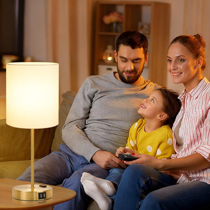 Set of 2 Touch Control Table Lamps with 2 USB & AC Outlet, 3-Way Dimmable Bedside Nightstand Lamps for Bedroom Living Room Nursery, 800 Lumens 5000K Daylight Bulbs Included