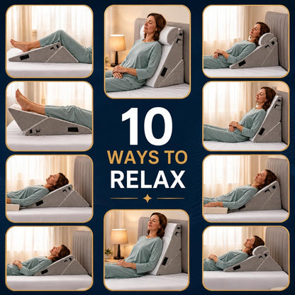 10-in-1 Adjustable Design 3PCS Wedge Pillow for Sleep Apnea, Wedge Pillow for Acid Reflux Relief, Orthopedic Headboard Bed Wedge Pillow for Sleeping, Neck & Back Support for Snoring and Reading