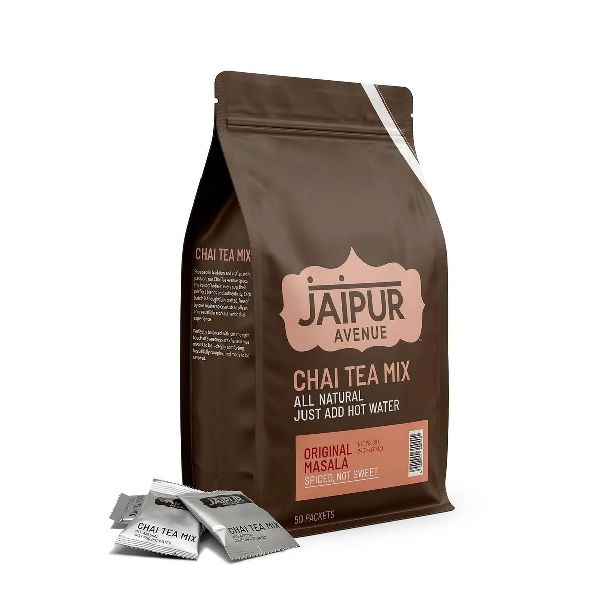 Jaipur Avenue Cardamom Chai Tea Mix Crafted with All-Natural Assam Black Tea, Cardamom, Cane Sugar, and Premium Dry Milk - Preservative-Free, Gluten-Free, Authentic Indian Chai Tea Latte (15 Servings)