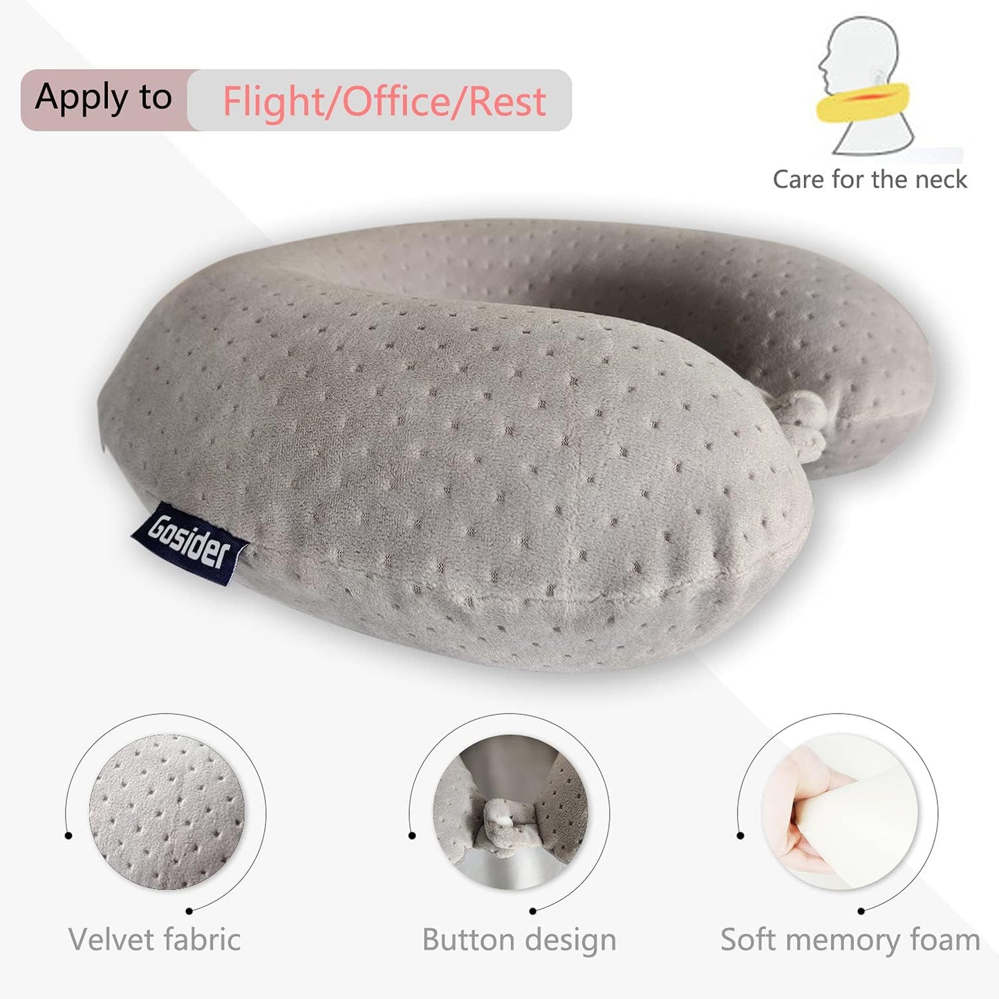 Neck Pillows for Sleeping Travel Pink Travel Pillow Comfortable U Shape Memory Foam Pillows Neck and Head Support Portable Travel Neck Pillow Suitable for Planes, Trains, Self-Driving Cars