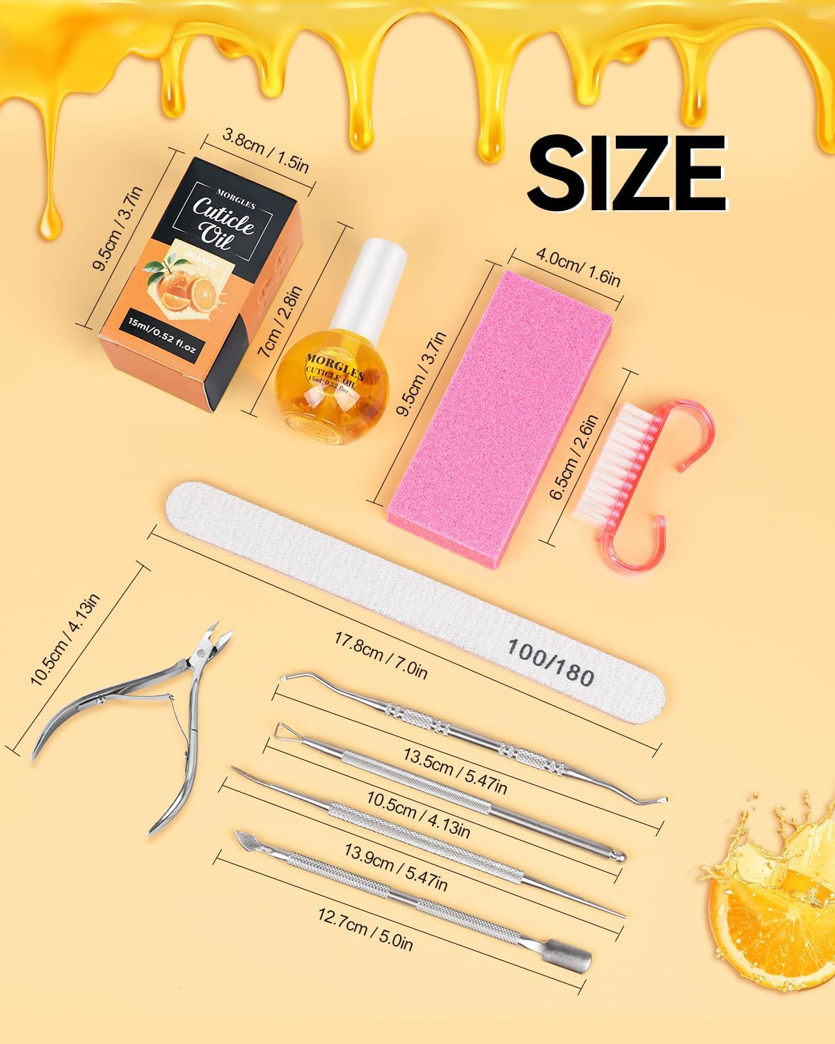 MORGLES Nail File and Buffer Blocks with Nail Care Kit, 13 Pcs Manicure Kit for Women with Milk and Honey Cuticle Oil and Cuticle Trimmer Set