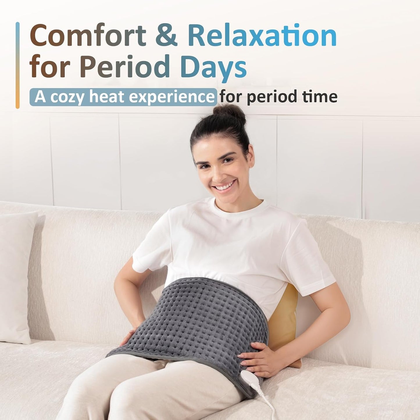 Comfytemp Extra Large Heating Pad for Back & Period, 33''x 17'' King Size FSA Eligible Pack, Birthday Gifts for Women Men Mom Dad, HSA Electric XL Heat Wrap for Body/Shoulder/Neck/Knee, Washable, Blue