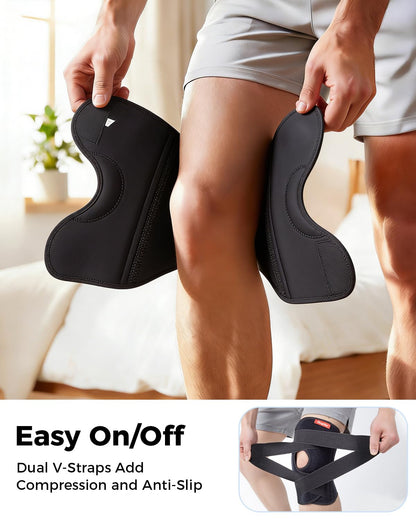 Medical-Grade Knee Brace for Women & Men,[Adjustable V-Straps & Anti-Slip] Knee Support with Side Stabilizers for Knee Pain,Meniscus Tear,ACL,MCL,Arthritis, Patella Stability for Injuries Recovery - M