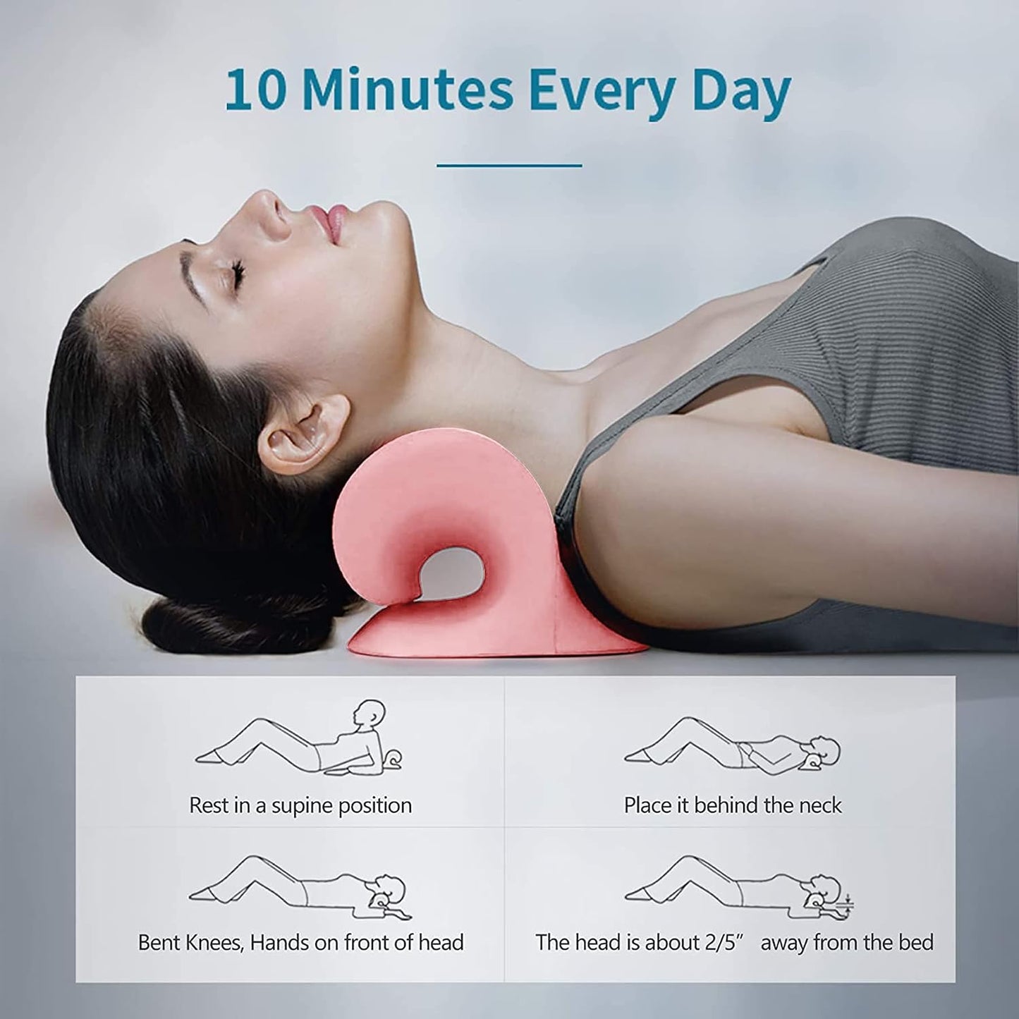 RESTCLOUD Neck and Shoulder Relaxer, Cervical Traction Device for TMJ Pain Relief and Cervical Spine Alignment, Chiropractic Pillow, Neck Stretcher (Black)