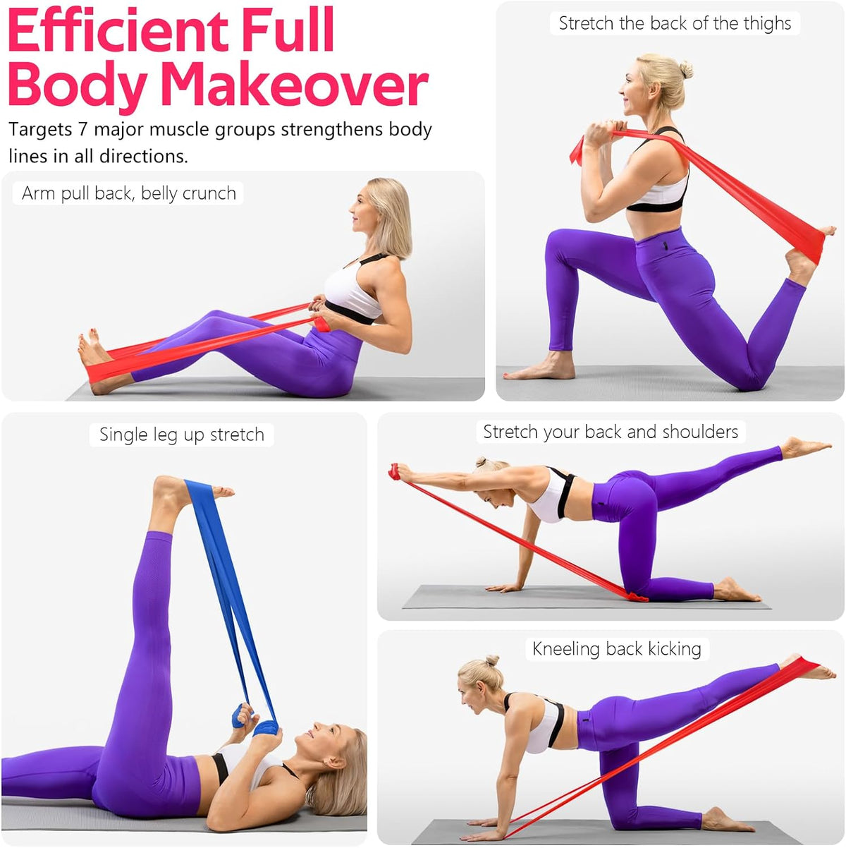 Resistance Bands Set, Exercise Bands for Physical Therapy, Pilates, Yoga