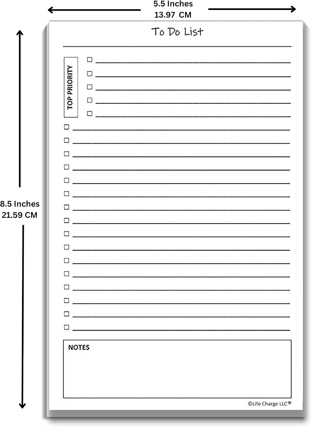 Life Charge Weekly Planner Notepad for Work & Home, Weekly To Do List Pad with Daily Checklist, Priority & Notes, 60 Pages, 8.5 x 11 Letter, Landscape