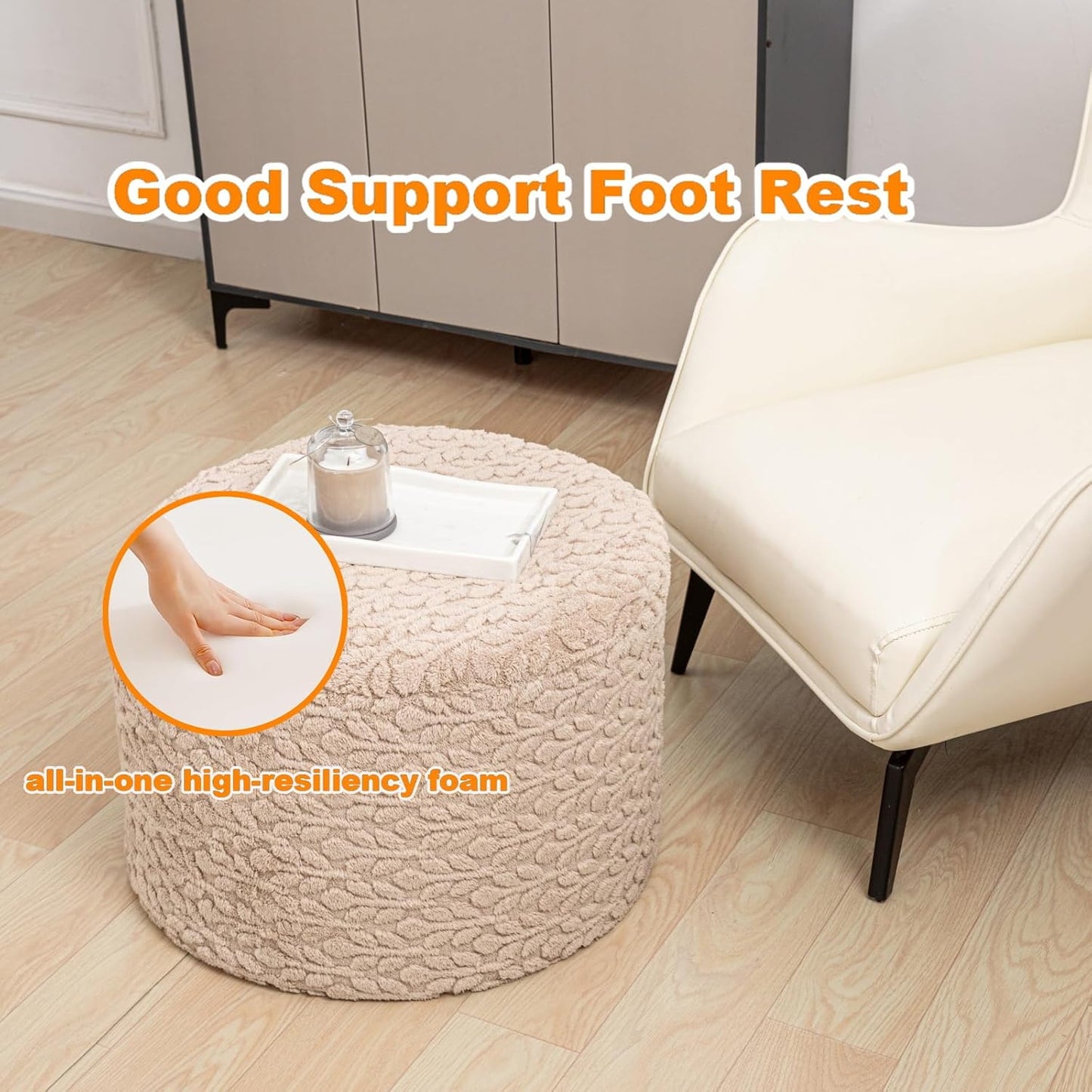 Round Pouf Ottoman 20 x 20 x 14 Inches Boho Poof Home Decor Floor Pouffe Ottoman Foot Rest for Couch Sofa Bean Bag Chairs Living Room Bedroom (Green)