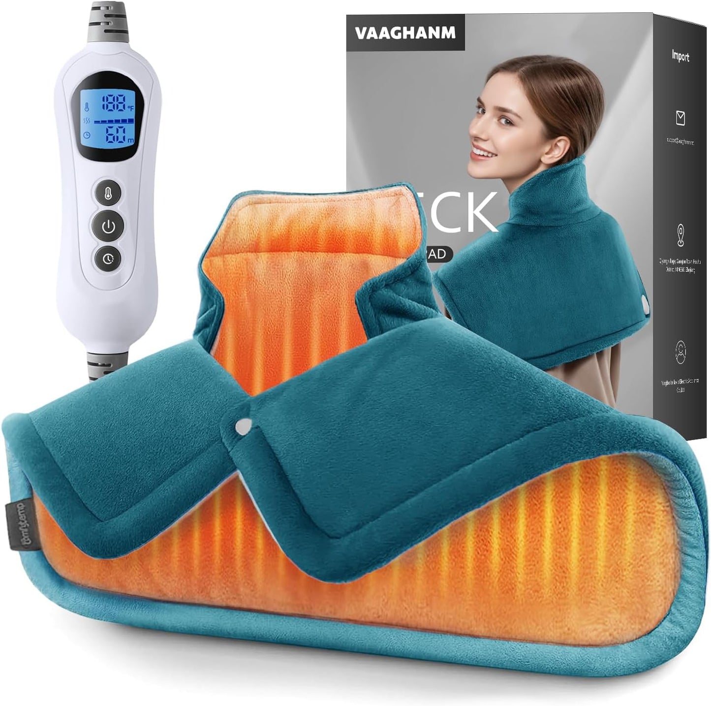 VAAGHANM Heating Pad: Electric Heat Pad -Weighted Instant Heating Pads for Neck and Shoulders-6 Heat Options & 6 Auto Timer Mode-Gift for Women Mom