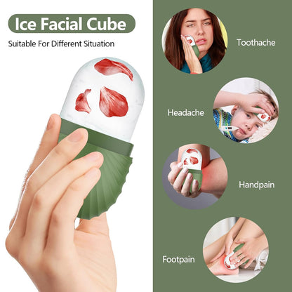 Ice Roller for Face and Eye, Reusable Silicone Ice Facial Roller Ice Holder, Face Ice Mold Skin Care, Ice Cube Roller for Shrink Pores Anti Wrinkle Reduce Puffiness, Black
