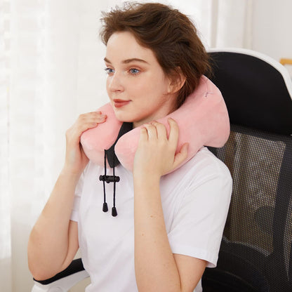 TALLGO Travel Pillow, Best Memory Foam Neck Pillow Head Support Soft Pillow for Sleeping Rest, Airplane Car & Home Use (Black)