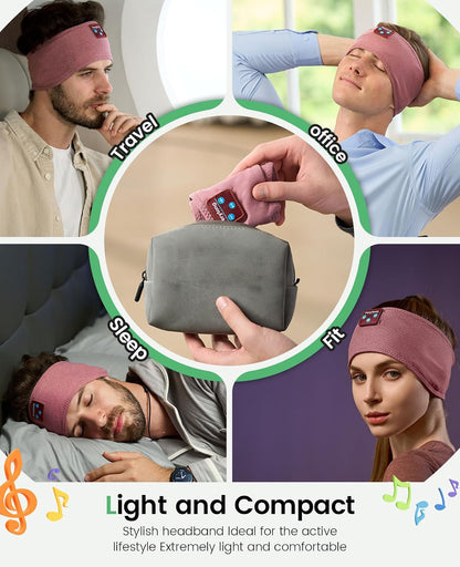 Perytong Sleeping Headphones Bluetooth Headband, Soft Long Time Play Sleeping Headsets with Built in Speakers Perfect for Workout,Running,Yoga,Travel, Darkgray