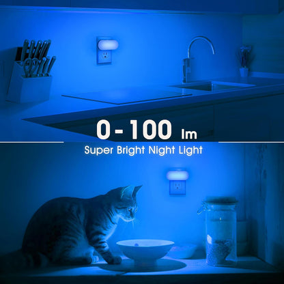 DORESshop Amber Night Light, Auto On/Off, 0-100 LM Adjustable Brightness, Dimmable Plug Into Wall Light Sensor Night Light for Kids Room, Bedroom, Stair Lights, Amber, 1W, 2 Pack