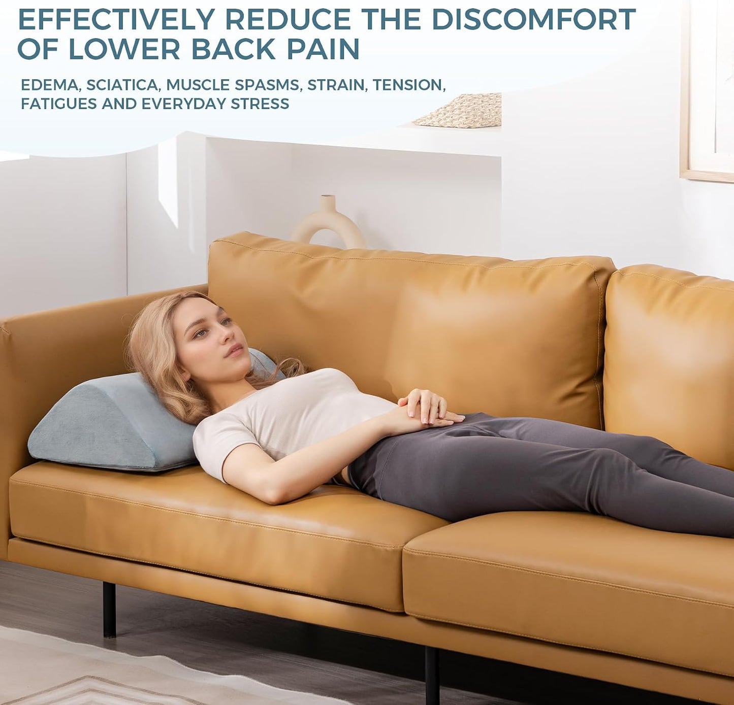 Knee Wedge Pillow for Post-Surgery Recovery-Leg Elevation Support for Sleep Position, Alleviating Lower Back & Hip Pain Enhancing Circulation in Ankles Legs Triangle Pillow with Removable Cover