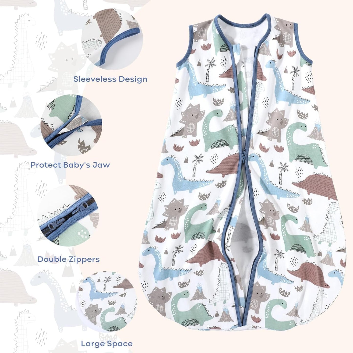 Yoofoss Baby Sleep Sack Baby Wearable Blanket 100% Cotton 2-Way Zipper Toddler Sleeping Sack