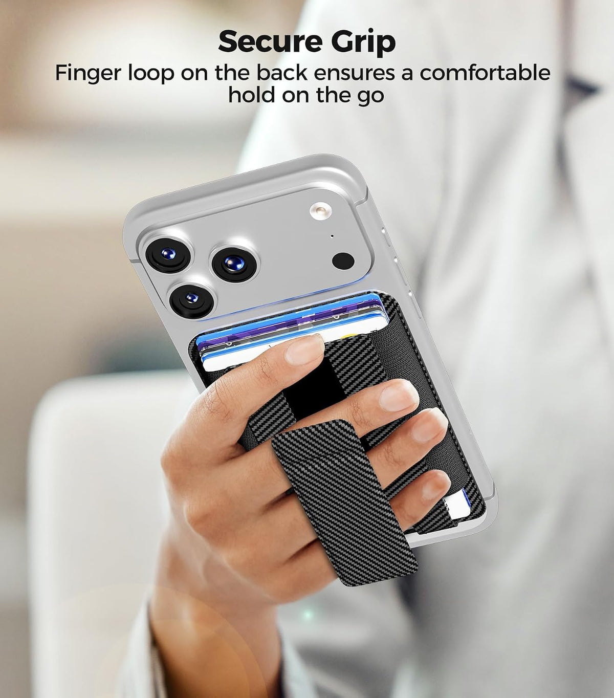 for MagSafe Wallet, Works with Apple Find My, 5-Card RFID Holder with Stand Also Grip, Strong Magnetic Wallet for iPhone 17/16/15/14/13/12 Pro Max Air Plus, Wireless Charging, Black
