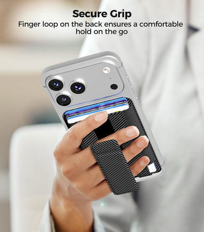 for MagSafe Wallet, Works with Apple Find My, 5-Card RFID Holder with Stand Also Grip, Strong Magnetic Wallet for iPhone 17/16/15/14/13/12 Pro Max Air Plus, Wireless Charging, Black