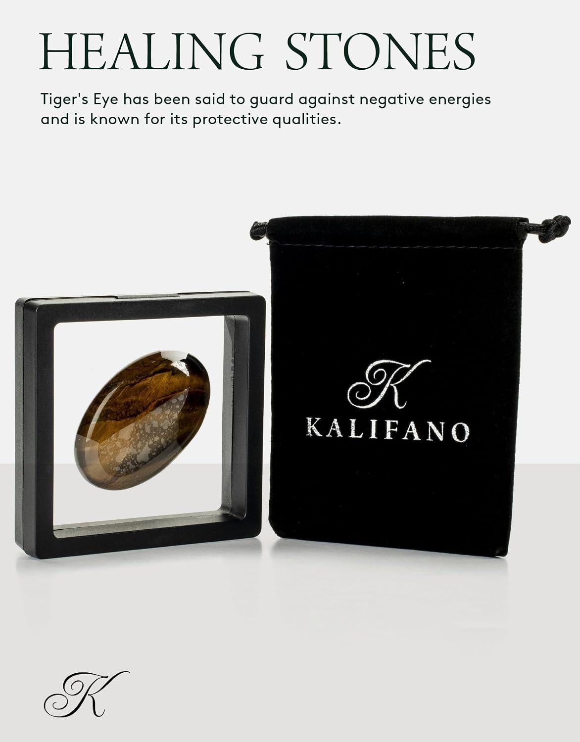 KALIFANO Palm Stone with Healing & Calming Effects - AAA+ Grade High Energy Worry Stone with Information Card - Reiki Crystal Used for Courage (Family Owned and Operated)