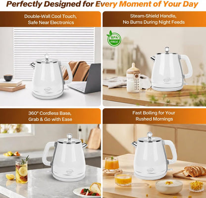 1.8L Electric Kettle, Tea Kettle with Fast Boil 1350W, Pearl White