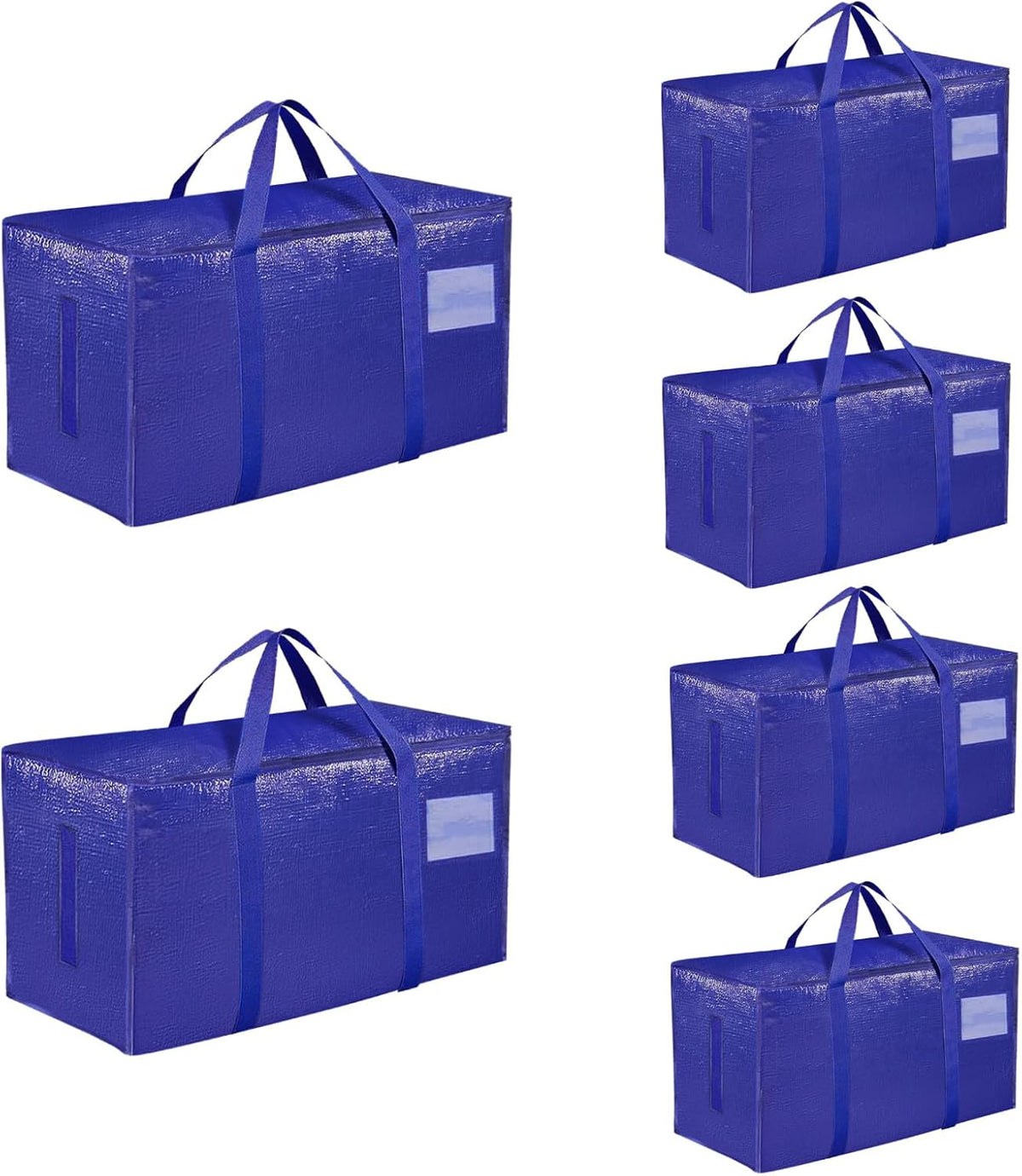 Moving Bags Extra Large - Heavy Duty Storage Totes with Wrap-Around Handles & Reinforced Zippers - Foldable Moving Box Alternative, Water-Resistant for Dorm, Closet & Under Bed Storage (Clear)