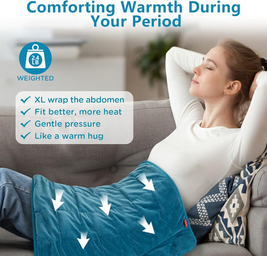 Comfytemp Weighted Heating Pad for Back & Period, FSA Eligible Electric Heat Pad, Birthday Gift for Women Men Mom Dad & Father Day Gifts, 2.2 lb HSA Neck Shoulder Heated Pad, 2H Auto-Off, 12x24, Blue